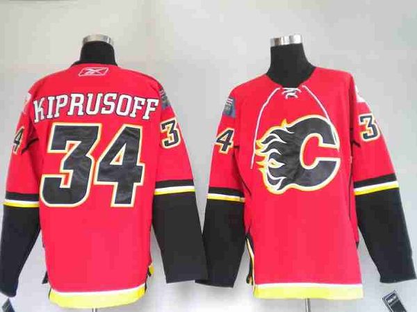 Flames #34 Miikka Kiprusoff Stitched Red NHL Jersey