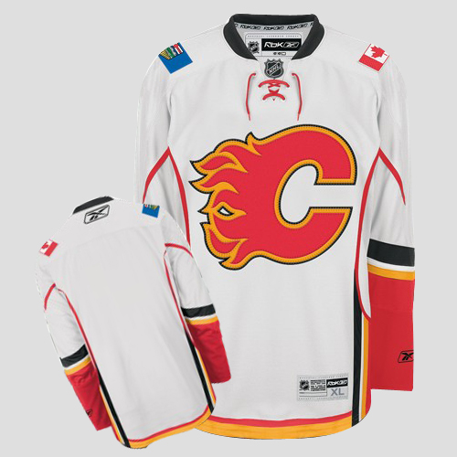 Flames Blank Stitched White NHL Jersey