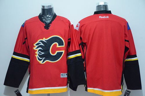 Flames Blank Stitched Red NHL Jersey
