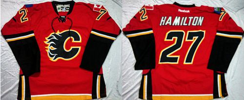 Flames #27 Dougie Hamilton Red Home Stitched NHL Jersey