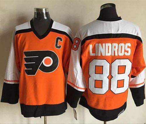 Flyers #88 Eric Lindros Orange CCM Throwback Stitched NHL Jersey