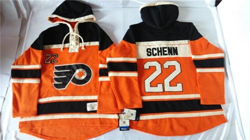 Flyers #22 Luke Schenn Orange Sawyer Hooded Sweatshirt Stitched NHL Jersey