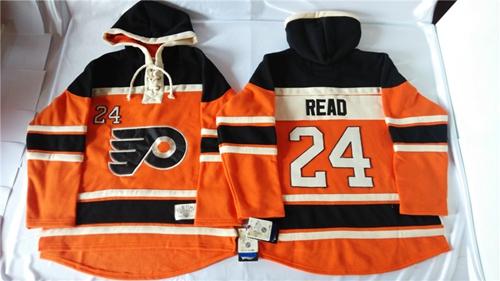 Flyers #24 Matt Read Orange Sawyer Hooded Sweatshirt Stitched NHL Jersey