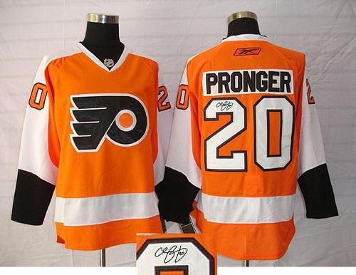 Flyers #20 Chris Pronger Orange Autographed Stitched NHL Jersey