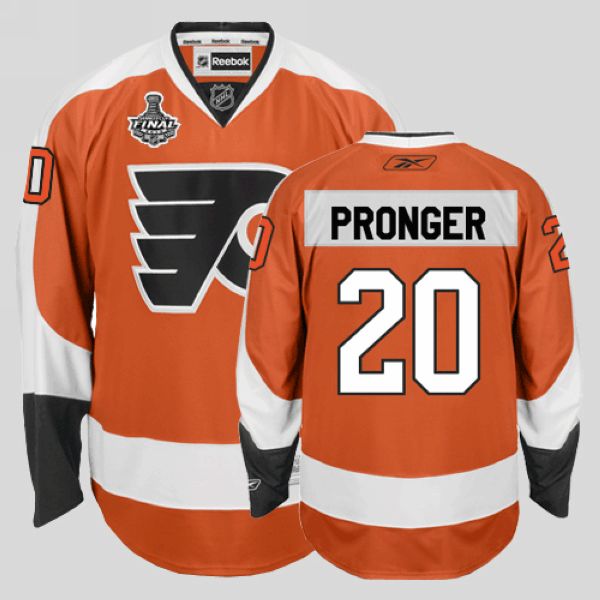Flyers #20 Chris Pronger Stitched Orange NHL Jersey with Stanley Cup Finals Patch