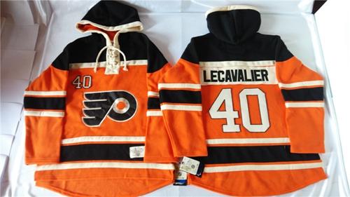 Flyers #40 Vincent Lecavalier Orange Sawyer Hooded Sweatshirt Stitched NHL Jersey