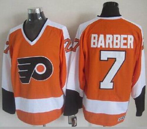 Flyers #7 Bill Barber Orange CCM Throwback Stitched NHL Jersey