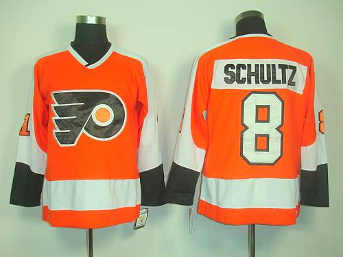 Flyers #8 Dave Schultz Orange CCM Throwback Stitched NHL Jersey