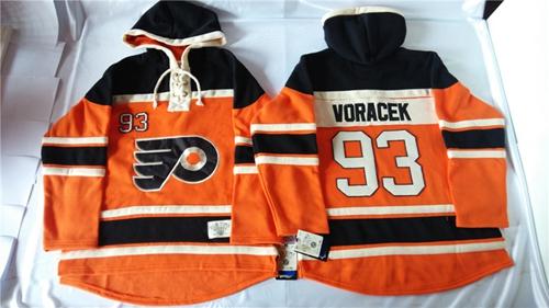 Flyers #93 Jakub Voracek Orange Sawyer Hooded Sweatshirt Stitched NHL Jersey