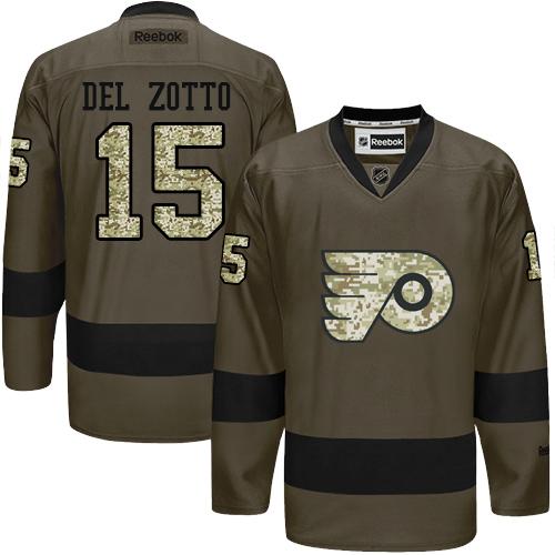 Flyers #15 Michael Del Zotto Green Salute to Service Stitched NHL Jersey