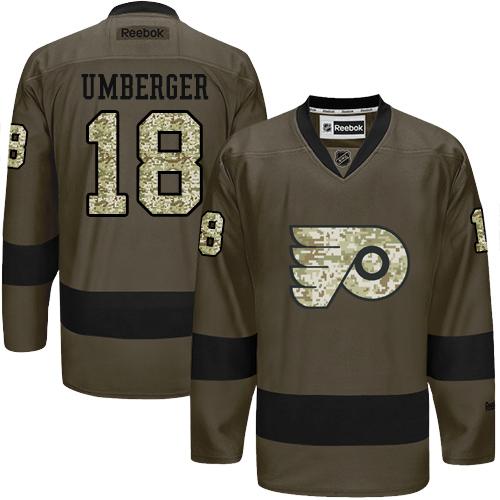 Flyers #18 R. J. Umberger Green Salute to Service Stitched NHL Jersey