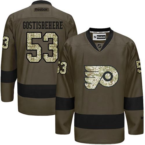 Flyers #53 Shayne Gostisbehere Green Salute to Service Stitched NHL Jersey