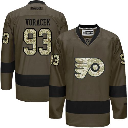 Flyers #93 Jakub Voracek Green Salute to Service Stitched NHL Jersey