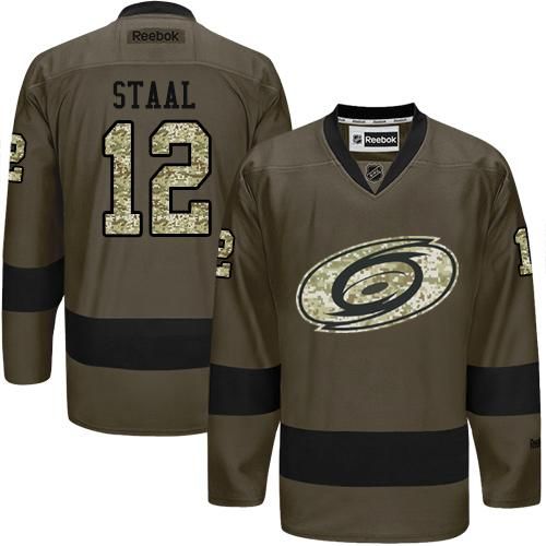Hurricanes #12 Eric Staal Green Salute to Service Stitched NHL Jersey