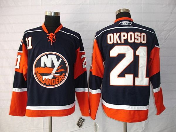 Islanders #21 Kyle Okposo Stitched Dark Blue NHL Jersey