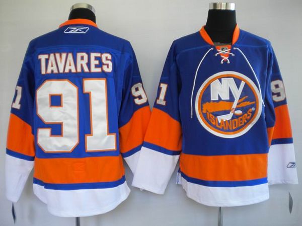 Islanders #91 John Tavares Stitched Light Blue NHL Jersey