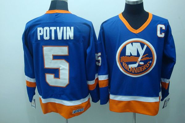 Islanders #5 Denis Potvin Stitched Baby Blue CCM Throwback NHL Jersey