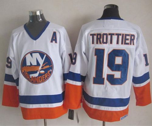 Islanders #19 Bryan Trottier White CCM Throwback Stitched NHL Jersey