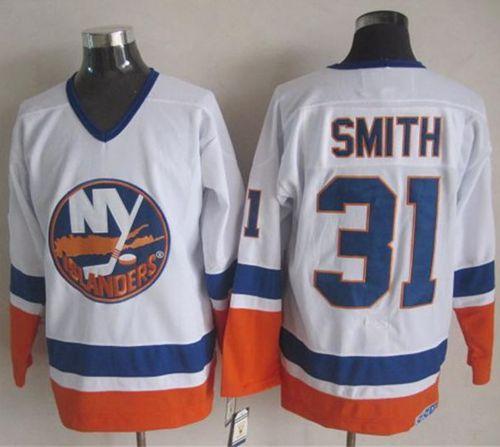 Islanders #31 Billy Smith White CCM Throwback Stitched NHL Jersey