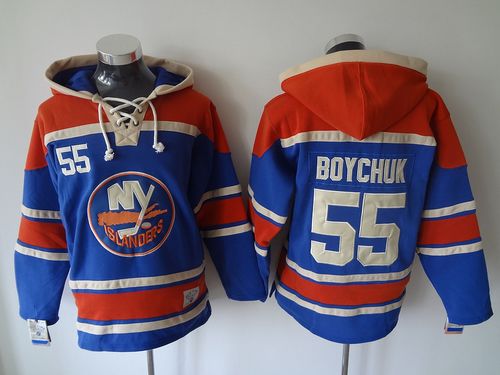 Islanders #55 Johnny Boychuk Baby Blue Sawyer Hooded Sweatshirt Stitched NHL Jersey