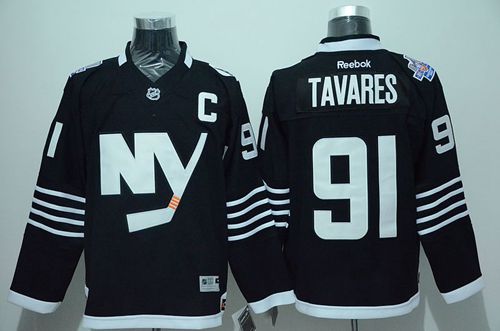 Islanders #91 John Tavares Black Alternate Stitched NHL Jersey