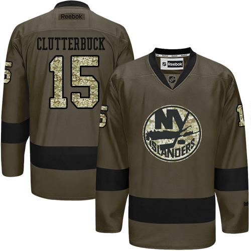 Islanders #15 Cal Clutterbuck Green Salute to Service Stitched NHL Jersey