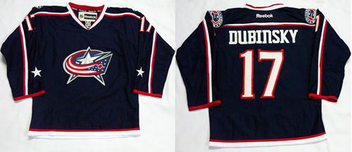 Blue Jackets #17 Brandon Dubinsky Navy Blue Home Stitched NHL Jersey