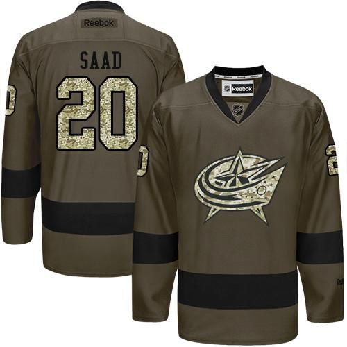 Blue Jackets #20 Brandon Saad Green Salute to Service Stitched NHL Jersey