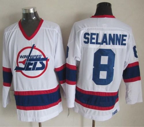 Jets #8 Teemu Selanne White CCM Throwback Stitched NHL Jersey