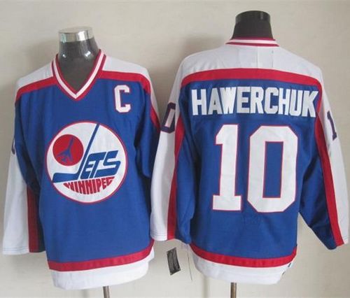 Jets #10 Dale Hawerchuk Blue/White CCM Throwback Stitched NHL Jersey
