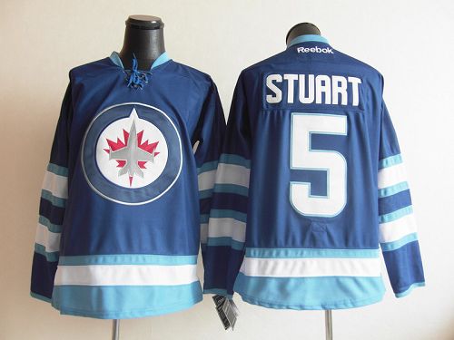 Jets #5 Mark Stuart Dark Blue 2011 Style Stitched NHL Jersey