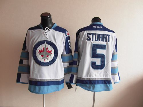 Jets #5 Mark Stuart White 2011 Style Stitched NHL Jersey