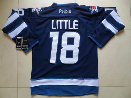 Jets #18 Bryan Little Dark Blue Stitched NHL Jersey