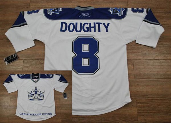 Kings #8 Drew Doughty White Stitched NHL Jersey