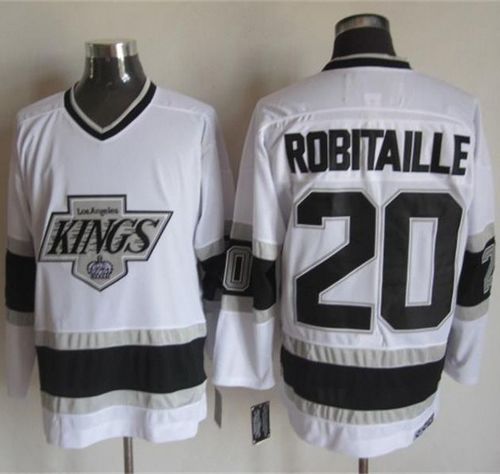 Kings #20 Luc Robitaille White CCM Throwback Stitched NHL Jersey