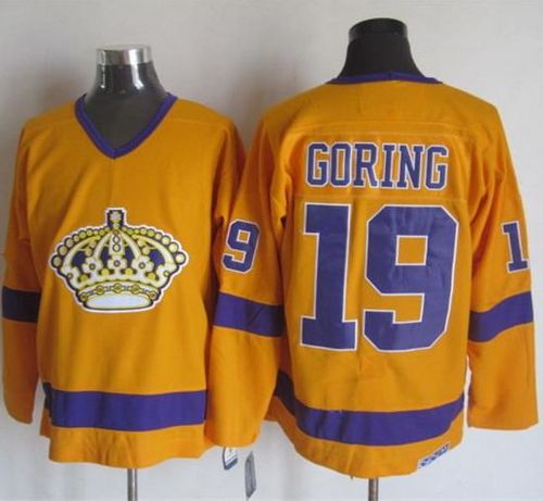 Kings #19 Butch Goring Yellow/Purple CCM Throwback Stitched NHL Jersey