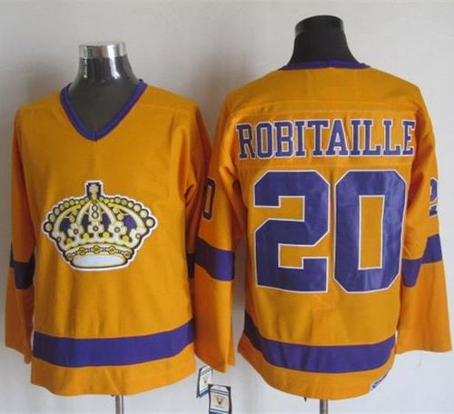 Kings #20 Luc Robitaille Yellow/Purple CCM Throwback Stitched NHL Jersey