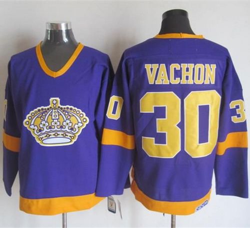 Kings #30 Rogie Vachon Purple/Yellow CCM Throwback Stitched NHL Jersey