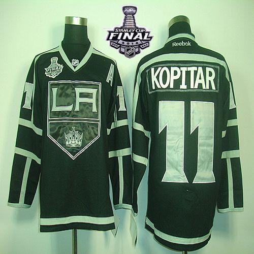Kings #11 Anze Kopitar Black Ice 2014 Stanley Cup Finals Stitched NHL Jersey