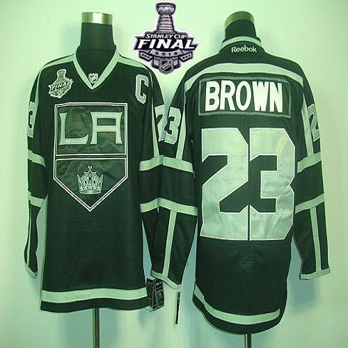 Kings #23 Dustin Brown Black Ice 2014 Stanley Cup Finals Stitched NHL Jersey
