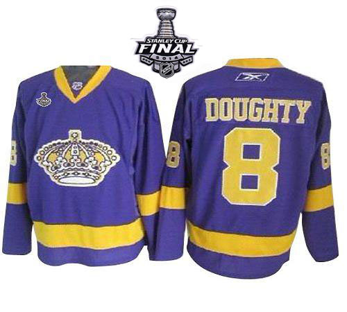 Kings #8 Drew Doughty Purple 2014 Stanley Cup Finals Stitched NHL Jersey