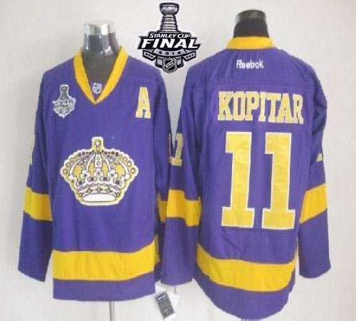 Kings #11 Anze Kopitar Purple 2014 Stanley Cup Finals Stitched NHL Jersey