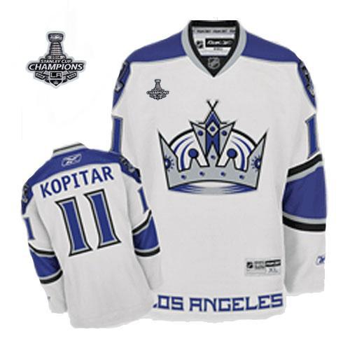 Kings #11 Anze Kopitar White 2014 Stanley Cup Champions Stitched NHL Jersey