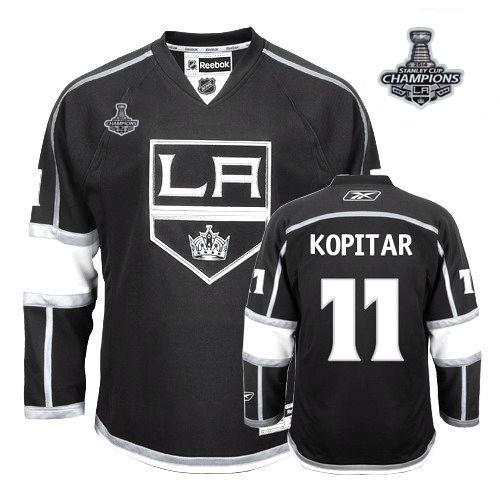 Kings #11 Anze Kopitar Black Home 2014 Stanley Cup Champions Stitched NHL Jersey
