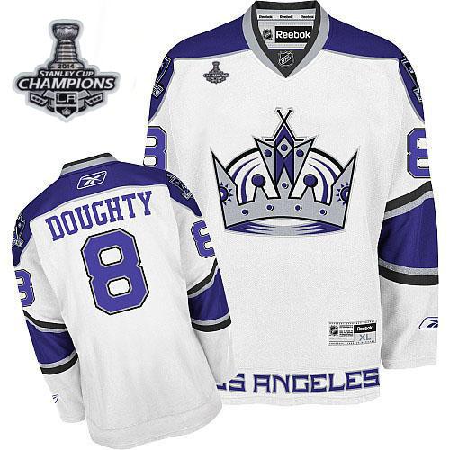 Kings #8 Drew Doughty White 2014 Stanley Cup Champions Stitched NHL Jersey