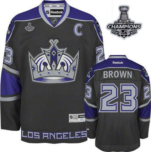 Kings #23 Dustin Brown Black Third 2014 Stanley Cup Champions Stitched NHL Jersey