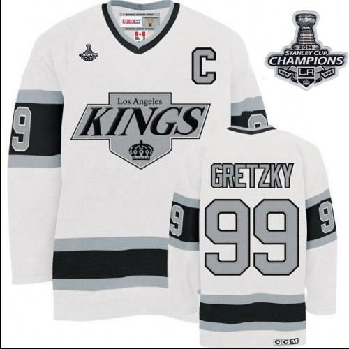 Kings #99 Wayne Gretzky White CCM Throwback 2014 Stanley Cup Champions Stitched NHL Jersey