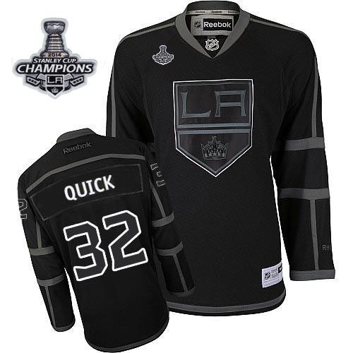 Kings #32 Jonathan Quick Black Ice 2014 Stanley Cup Champions Stitched NHL Jersey