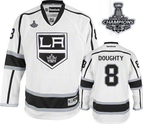 Kings #8 Drew Doughty White Road 2014 Stanley Cup Champions Stitched NHL Jersey