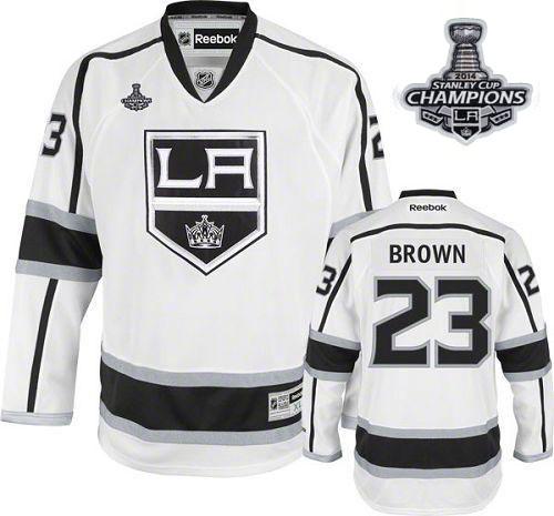 Kings #23 Dustin Brown White Road 2014 Stanley Cup Champions Stitched NHL Jersey